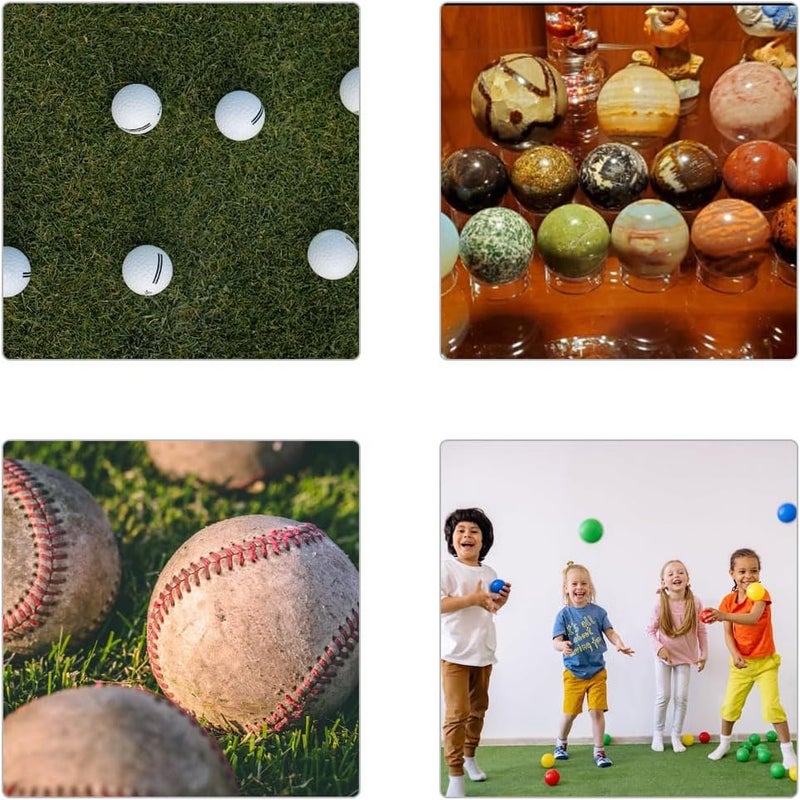 ZTEOFO 12 Pcs Plastic Sphere Stands - Acrylic Clear Small, Medium, Large Round Baseball Ring Stands - Image 2